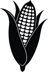 sweet corn cob silhouette vector illustration on 