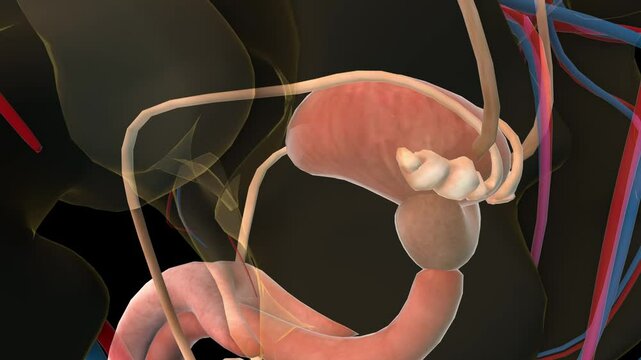 Male reproductive system vas deferens and testis for medical concept 3D rendering
