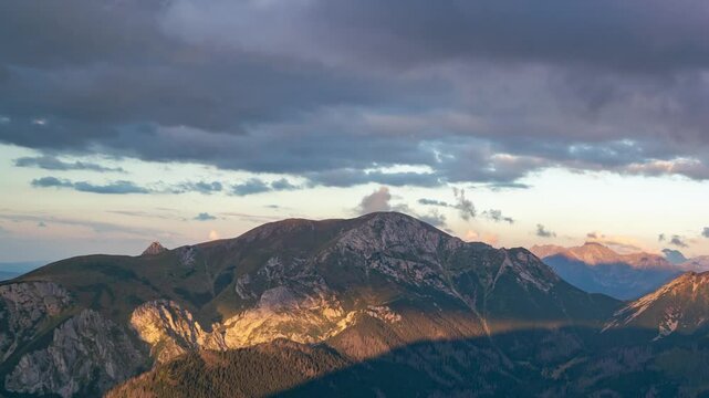 Picturesque Tatra Peaks During Autumn Afternoon Timelapse