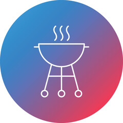 Barbecue Line Gradient Circle Background Icon