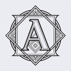 Elegant Line Art of Historic Mosque with Street Lamp.