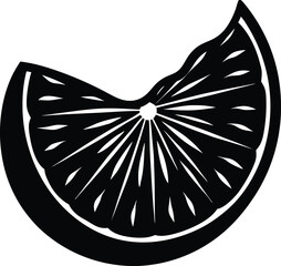 tangerine segment silhouette vector on white 