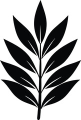 tarragon leaf silhouette vector icon on white 