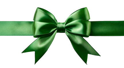 green ribbon bow isolated on transparent background