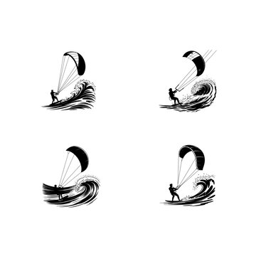 Kitesurfing extreme water sport adventure for adrenaline seekers illustration