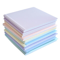 Stacked pastel-colored books, white isolate background
