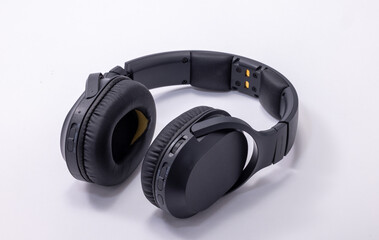 Black Modern Wireless Over-Ear Headphones on a White Background