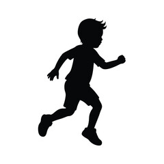 child running playfully vector line art silhouette 