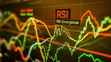 Illuminated Stock Market RSI Divergence Chart Display