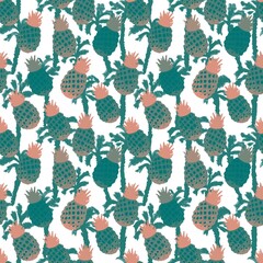 Seamless pattern with palms and pineapples