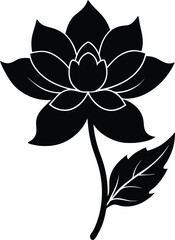 white turtlehead flower silhouette vector on white