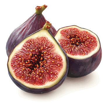 ripe figs, purple, cut open, white background clip art preview