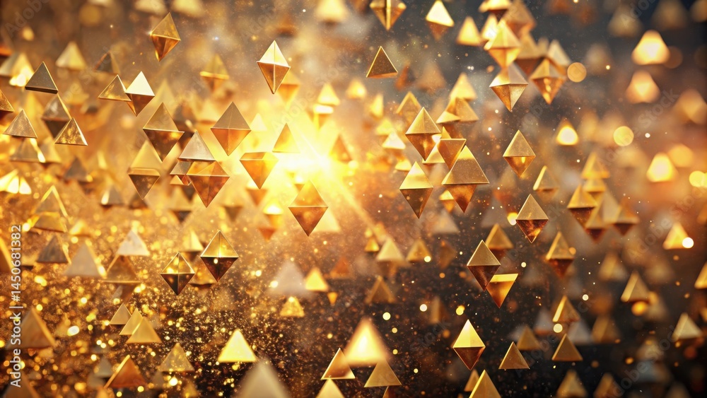 Aufkleber A glittering array of golden pyramids, suspended in a radiant haze, evoke a sense of celestial wonder and timeless elegance.