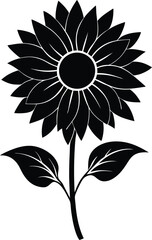 wild sunflower flower silhouette vector on white