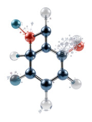 Obraz premium Illustration of 3d molecular structure, ball and stick molecule model acetic acid, methane, water, benzene, carbonic acid, isolated on white background, stock vector graphic