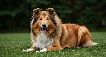 Collie Resting on Green Grass