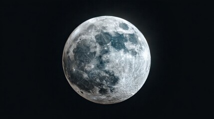 Fototapeta premium Close-up view of a full moon, showcasing its craters and textured surface against a dark night sky.