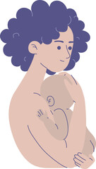 Skin to skin contact (SSC) Breastfeeding concept. Exclusive breastfeeding (EBF) concept