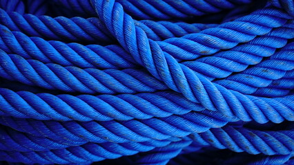 background of coiled industrial blue ropes