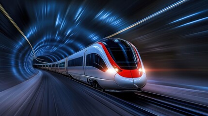 Obraz premium High speed train in tunnel with motion blur