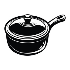 sauce pan icon design vector silhouette illustration, cooking pot icon vector silhouette