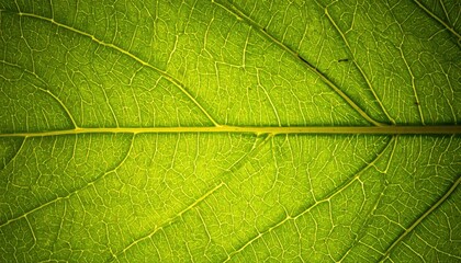 Fototapeta premium Close up Detailed Image of a Green Leaf Vein Structure Showing Nature's Intricate Design