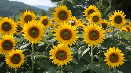 Fototapeta premium Sunny field of sunflowers