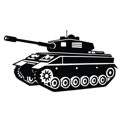 Fototapeta premium Military Tank silhouette vector illustration, Tank war, Tank war army silhouette vector, Military tank Vector