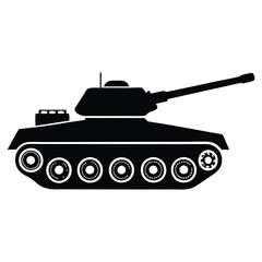 Fototapeta premium Military Tank silhouette vector illustration, Tank war, Tank war army silhouette vector, Military tank Vector