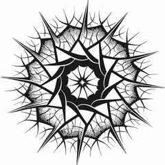 Obraz premium Monochromatic abstract geometric fractal design, sharp jagged lines forming a shattered pattern, dynamic black and white digital illustration with intricate high-contrast shapes