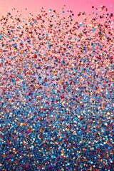 Festive confetti background with gradient pink and blue