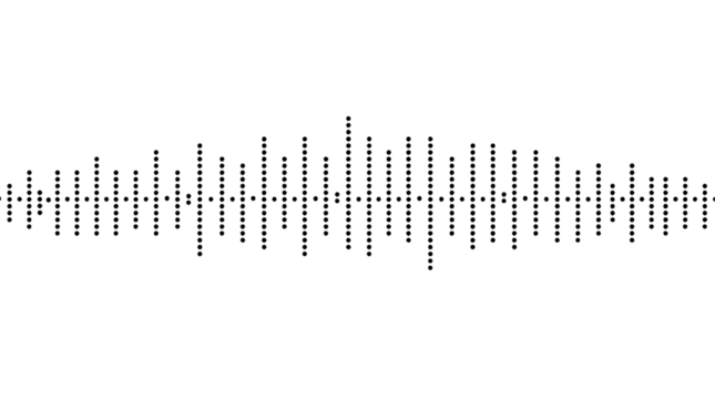 Photo of sound wave, rendered as a series of black dots isolated on transparent background.png