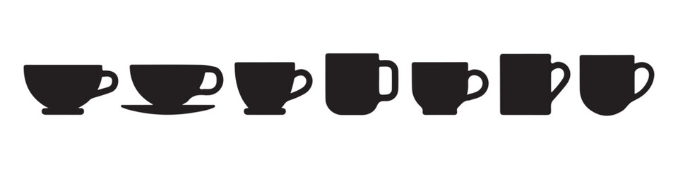 collection of cup icon set black silhouette on white.
Drink, glass, cup, etc.. 