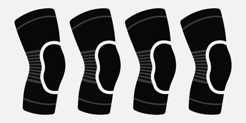 collection of 4 compression knee sleeve silhouettes for fitness and orthopedic design