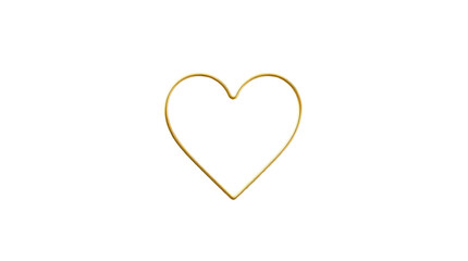 Photo of heart shape, drawn in a single, continuous line with a golden, metallic finish isolated on transparent background.png