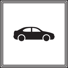 Simple Sedan Car Silhouette – Black Vector Car Icon for Apps, Maps, Infographics, Signs, or Transportation Graphics