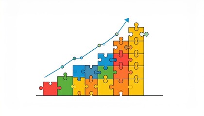 Colorful Puzzle Pieces Forming a Growth Chart Illustrating Business Success and Strategic Planning