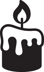 Black Cake With Dripping Icing And A Lit Candle Illustration Vector