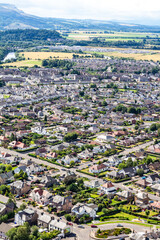 Aerial View of Residential Area With Surrounding Landscape in Sterling, Scotland