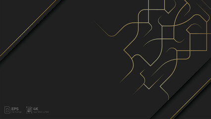 Luxury black background with abstract doodle art pattern