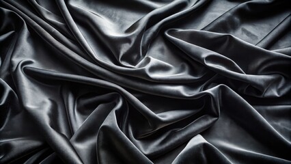 Fototapeta premium Abstract Draped Black Fabric Texture with Smooth Waves and Subtle Light Reflections