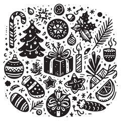 simple black and white hand drawn holiday vector illustration