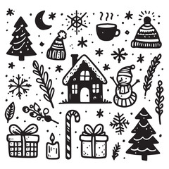 simple black and white hand drawn holiday vector illustration