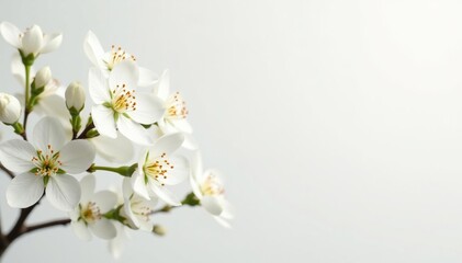Delicate white blossoms against a pure white backdrop , blossom, closeup, bloom