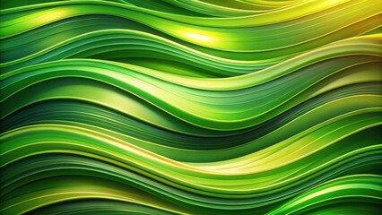 Abstract Wavy Pattern of Interlocking Green and Yellow Lines