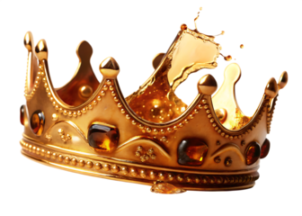 golden crown with splash isolated on white background PNG