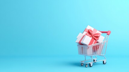 Colorful gift boxes with ribbons, vibrant blue background, festive theme, perfect for celebration or special occasions.
