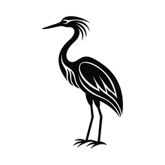 Tribal style heron bird vector art illustration