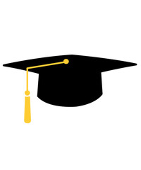 Graduation cap clip art design on plain white transparent isolated background for card, shirt, hoodie, sweatshirt, apparel, tag, mug, icon, poster or badge