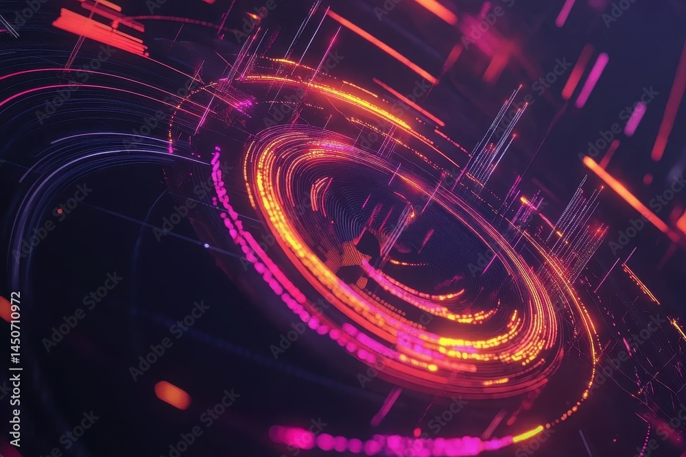 Aufkleber futuristic abstract circular design with glowing lines showcasing advanced technology concepts, abst